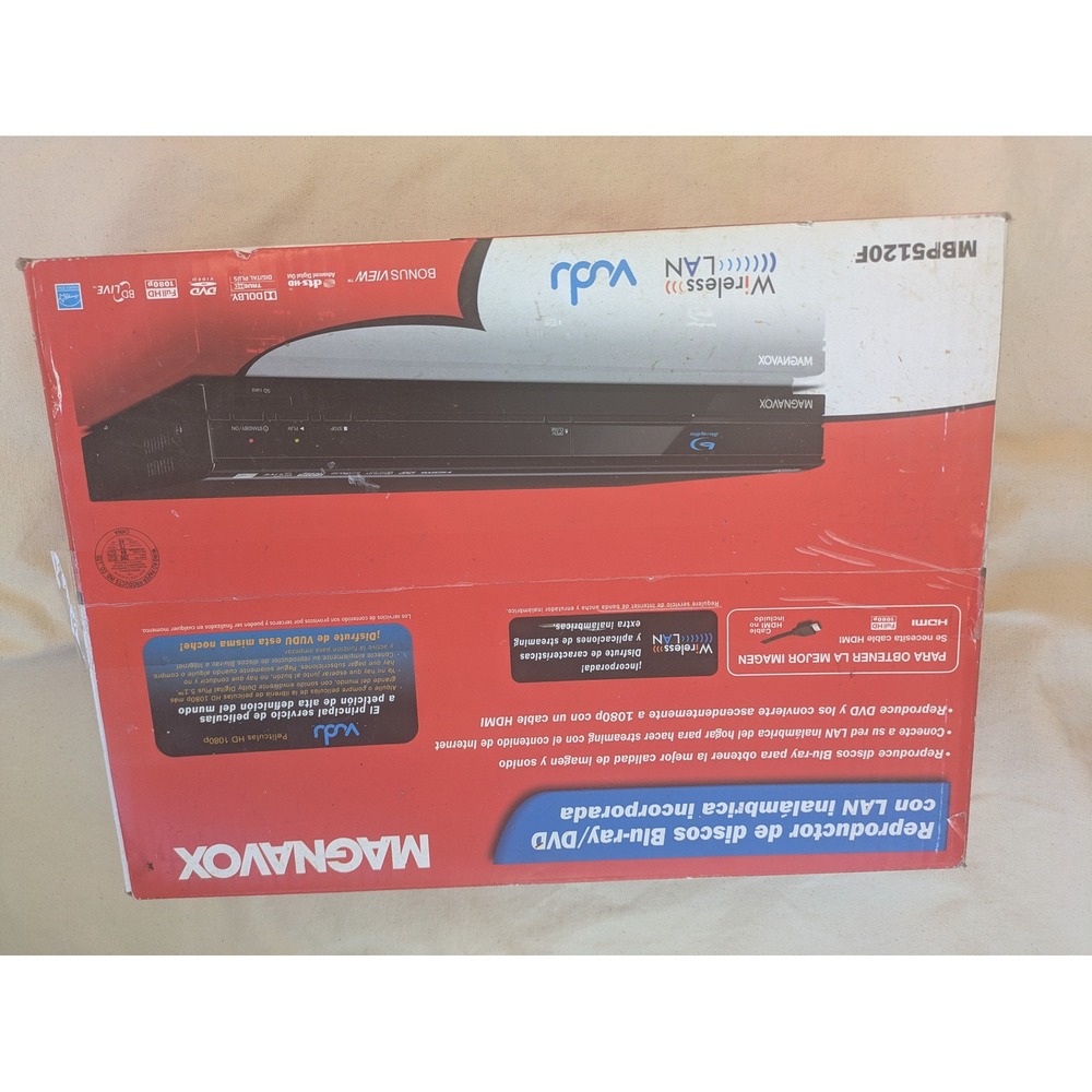 Magnavox MBP5120F Blu-ray DVD Player Built-in Wireless LAN WiFi VUDU 1080p NEW